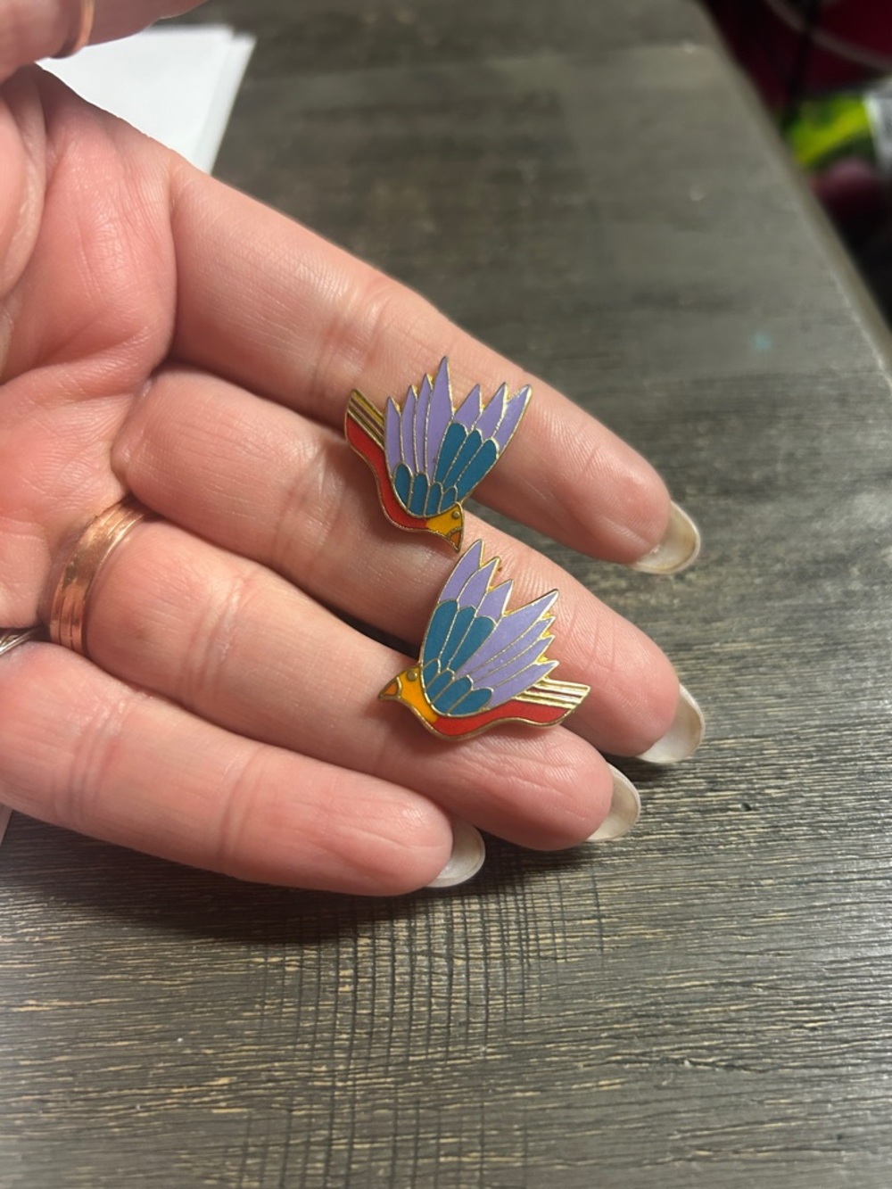Laurel Burch Vintage Celeste Bird Enamel Earrings